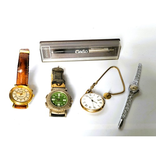 348 - Four watches and a parker pen