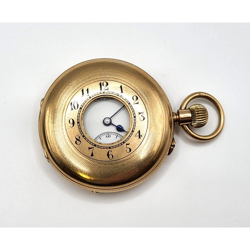 349 - A 9ct yellow gold pocket watch, by J W Benson & Son, with Arabic numeral dial and second subsidiary ... 