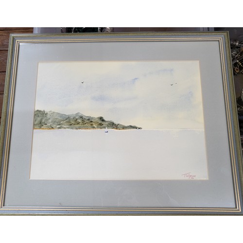 79 - A painting of a yacht on the sea, signed T Wigmore, 2001. Framed and glazed. 55cm x 46cm