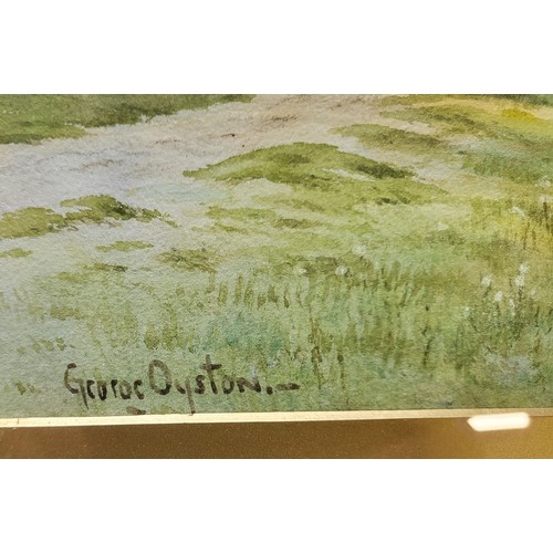 84 - A pair of  watercolour river scenes signed by George Oyston. framed and glazed. 51cm x 70cm