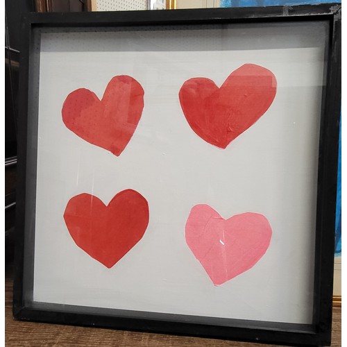 87 - 'Four Hearts'  by Richard Conway-Jones in a square black frame and glazed. 53cm x 52cm