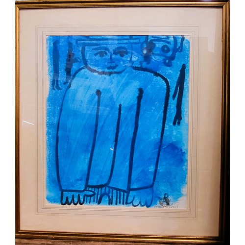 88 - 'A Blue Man' by Richard Conway-Jones, framed and glazed. 67cm x 60cm.