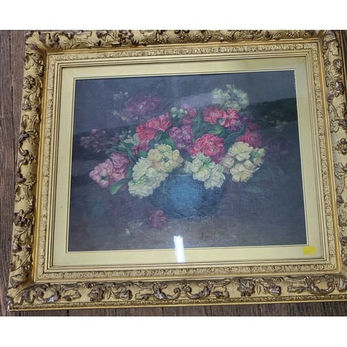 97 - An oil painting entitled 'Stocks'by Florence S Pemberton 1870-1940. Artist exhibited at RA Walker Ga... 