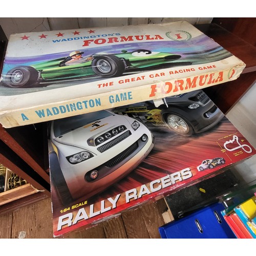 135 - Scalextric Micro Rally Racers Set and Waddington Formula One game. (2)