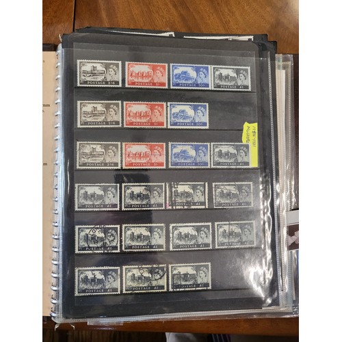 147 - Castle stamps, some in mint condition in black, brown, blue, and red. Various shades.