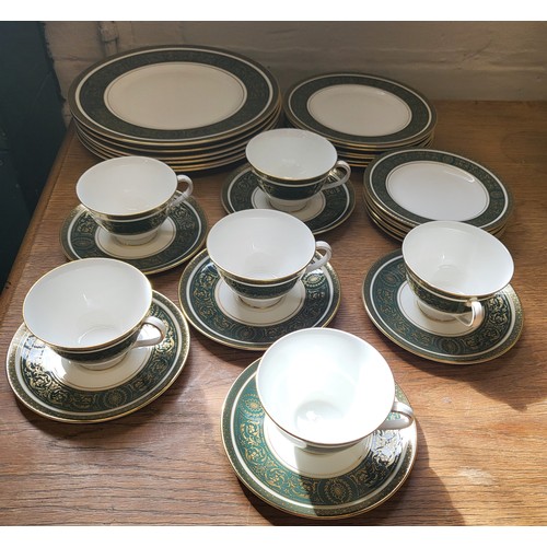 170 - Royal Doulton Vanborough pattern dark green and gilt service (30)