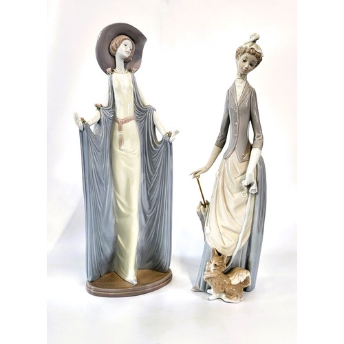 176 - Lladro 761 Dama del Bulevar 35cm (neck repaired) and 1431 Dama Beatritz 1900 36cm (one thumb missing... 