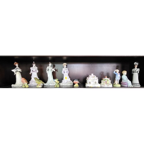 180 - Coalport Louise at Ascot, Clementine, Eugenie, Alexandra at the Ball, four Beswick garden birds, Cou... 