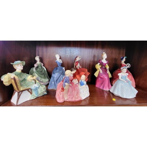 181 - Eight Royal Doulton figures including Ascot, Fragrance, Loretta, The Bridesmaid, Genevieve, and Bedt... 