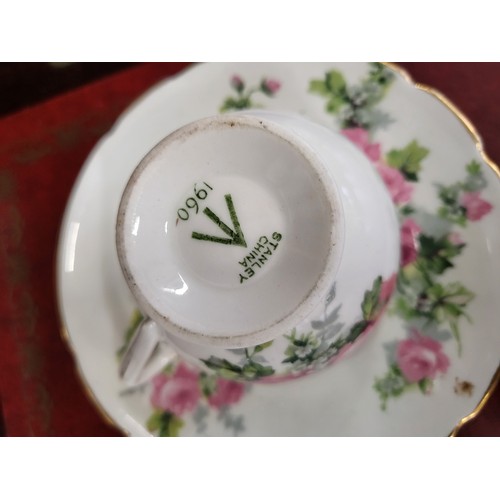 187 - English porcelain tea wares including Royal Albert and Stanley (two pieces damaged)