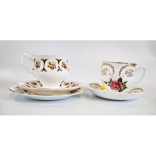 201 - Porcelain tea wares including Royal Vale Sheltonia, Imperial and Dresden. (58)