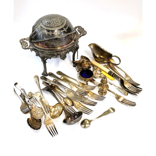 215 - A collection of silver and silver plate cutlery including Mappin & Webb, and a Henry Robson & Co, Sh... 