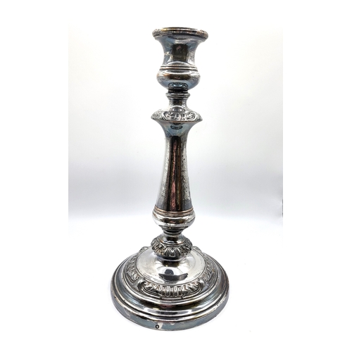 219 - A silver plate copper candlestick, Old Sheffield plate. 1820-1850. Robert Smith & Co. (Bell mark). I... 