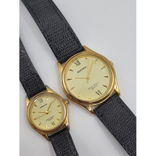 289 - A matching pair of a Ladies and Gents Sekonda Watch. Gold plated, Quartz and water resistant.