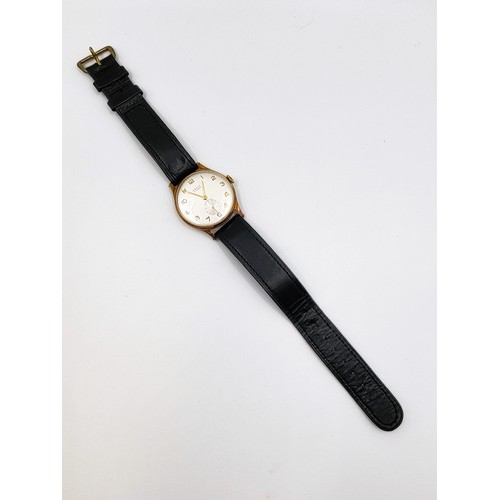 291 - Gents gold watch HEFIK 175 9ct gold. Presented in 1962