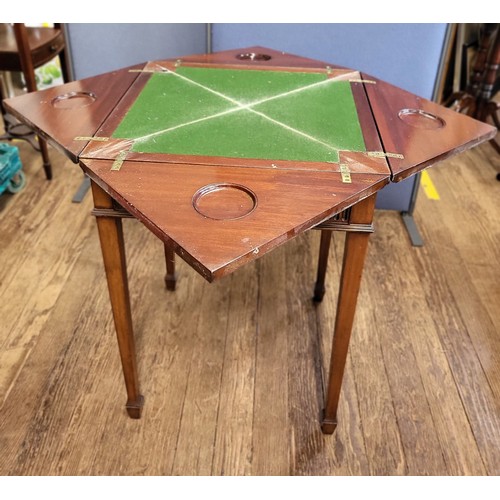 24 - An envelope card table with a drawer. Corners fold into the centre of the table. 73cm x 76cm x 76cm ... 