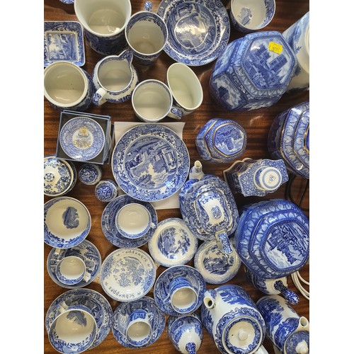 161 - Blue & White tablewares including Pountney's, Copeland Spode, Johnsons Bros. , Booth's, Maling Ware ... 