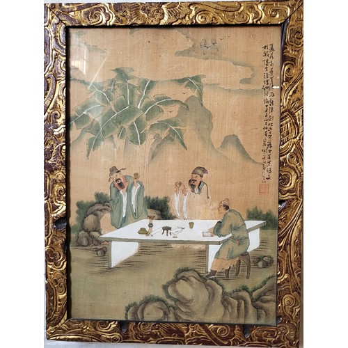 71 - Chinese print on linen 20th century 56cm x 43cm