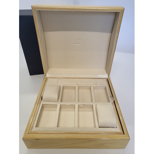 243 - Alfred Dunhill lacquered jewellery box with removeable tray,two compartments for watches and a slot ... 