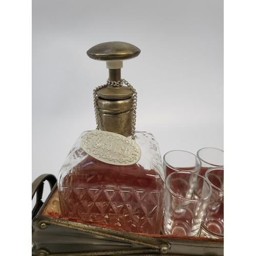 167 - Musical car decanter and six shot glasses