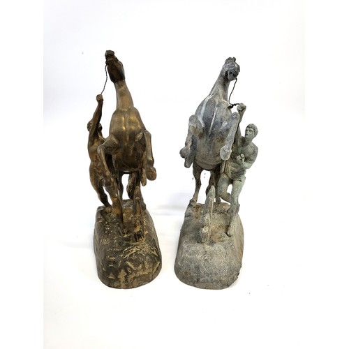 92 - Two spelter horse statues, each 41cm high. (2)