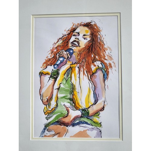 90 - Three pop star images including Mick Jagger 63cm x 47cm, a female singer 54cm x 43cm, and John Lenno... 