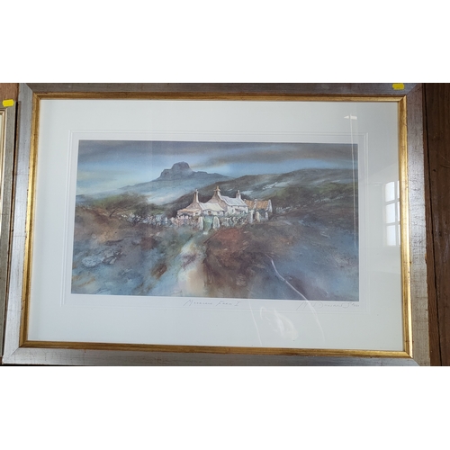 91 - Five paintings including two limited edition watercolours 'Moorland Farm I' 58/850 63cm x 89cm and '... 