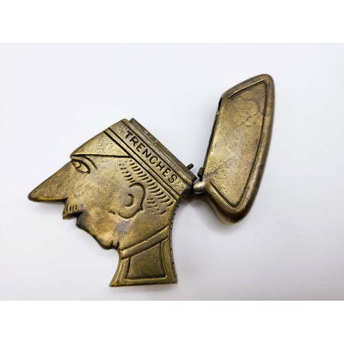 95 - A brass vesta case in the form of a French soldier Ypres 1915 trenches  6cm x 5cm 66gms.