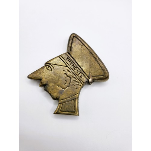 95 - A brass vesta case in the form of a French soldier Ypres 1915 trenches  6cm x 5cm 66gms.