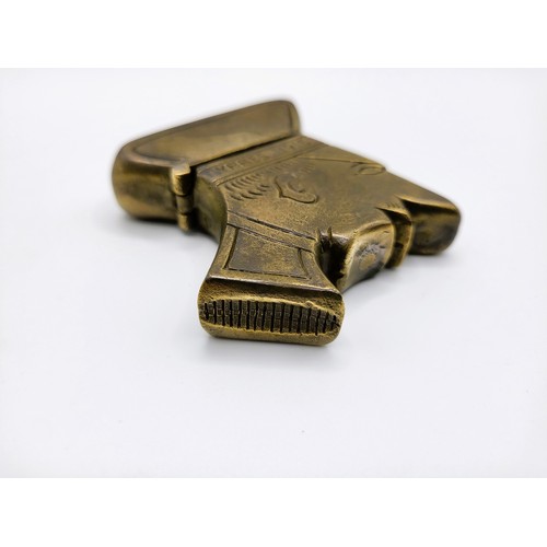 95 - A brass vesta case in the form of a French soldier Ypres 1915 trenches  6cm x 5cm 66gms.