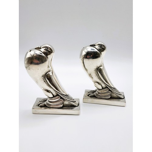 200 - A pair of condiments in the form of fan tail doves. C Charles France 1930 stamped 800  8cm x 6cm.  2... 