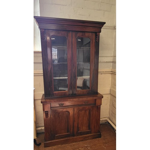 14 - A Victorian display cabinet 206cm x 103cm x 44cm.