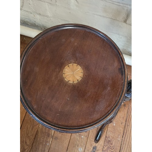 20 - A wine table 62cm x 28cm diameter and a mahogany jardiniere stand 109cm x 30cm