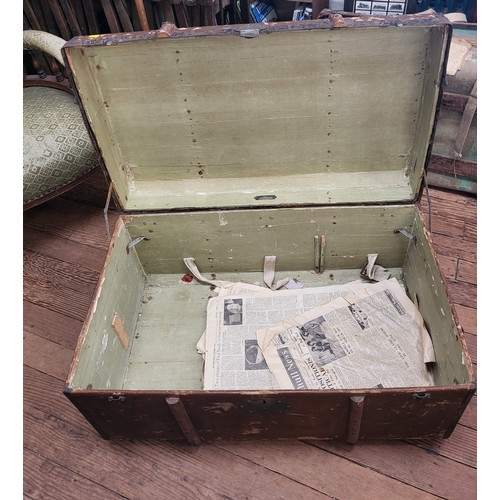 28 - A large trunk 43cm x 85cm x 52cm and a large travelling case  with pull out compartment 26cm x 70cm ... 