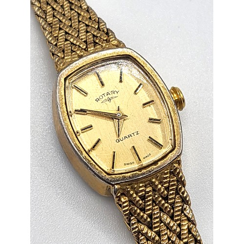 435 - A Ladies Rotary Quartz gold plated watch.