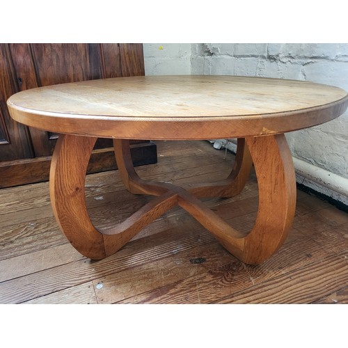 42 - A teak mid-century Arts & Crafts coffee table by Brian Griffiths and signed. 40cm x 80cm.