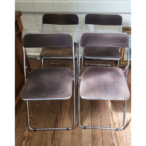 48 - Four folding chrome framed and corduroy chairs circa 1970's