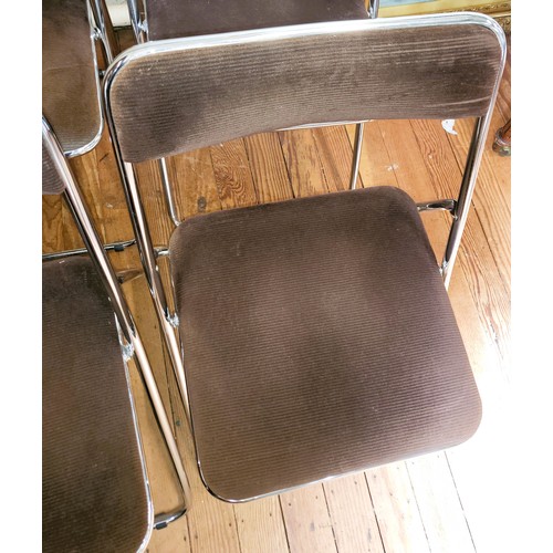 48 - Four folding chrome framed and corduroy chairs circa 1970's