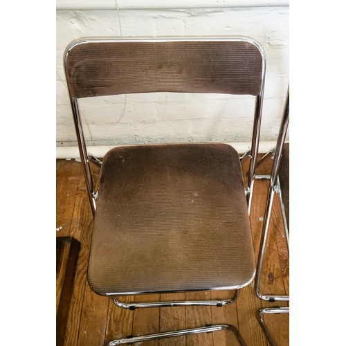 48 - Four folding chrome framed and corduroy chairs circa 1970's