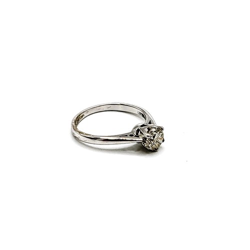 425 - An 18ct white gold single stone diamond ring stamped 0.50 carat. Size K.