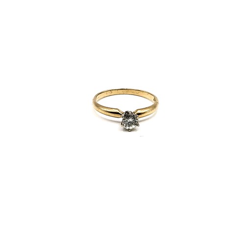 401 - An 18ct yellow gold (marked 24-14k) single stone diamond ring 1.6gms ring size K