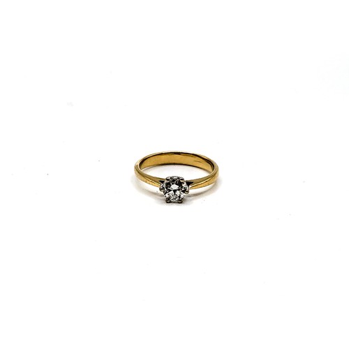 414 - An 18ct yellow gold (unmarked) round cut brilliant diamond solitaire  ring. Weighing an estimated 0.... 