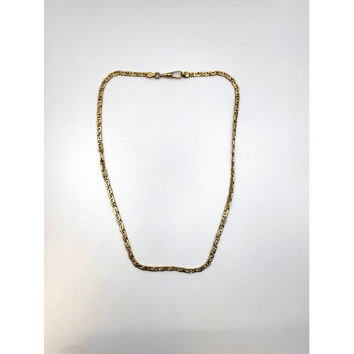 421 - An 18ct yellow gold chain with an Albert clasp. 26gms. 50cm.