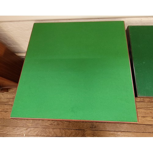 17 - Two card tables with green baize. 69cm x 61cm x 61cm and 71cm x 81cm x 81cm. (2)