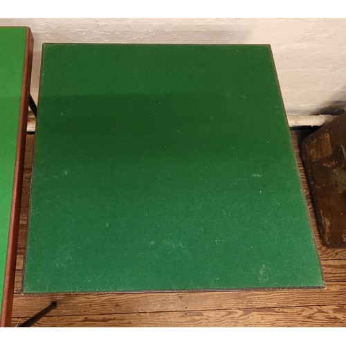 17 - Two card tables with green baize. 69cm x 61cm x 61cm and 71cm x 81cm x 81cm. (2)