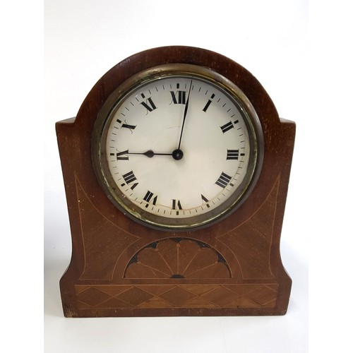 37 - Two clocks: Cornith of London (battery operated) on brass feet 23cm x 16cm x 7cm, clock two Edwardia... 