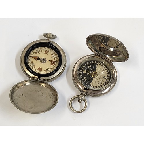 38 - Two compasses 1911 (Maker J. Hicks) & 1940 both 4.5cm diameter