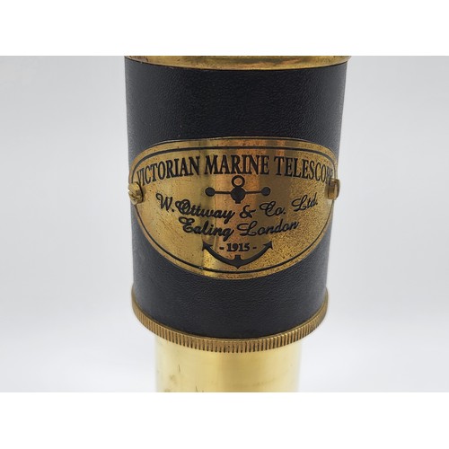 45 - A brass Victorian marine four drawer telescope by W Ottway & Co Ltd, Ealing London 1915 with a leath... 