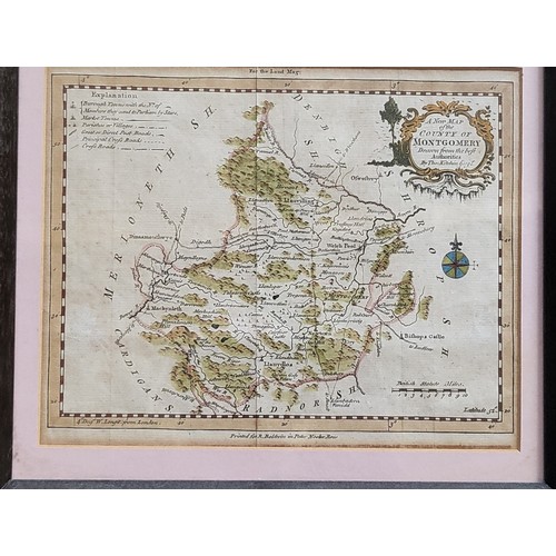 72 - Three maps of Montgomeryshire: one published by T Kitchen c1765, one published by J Archer c1848, an... 