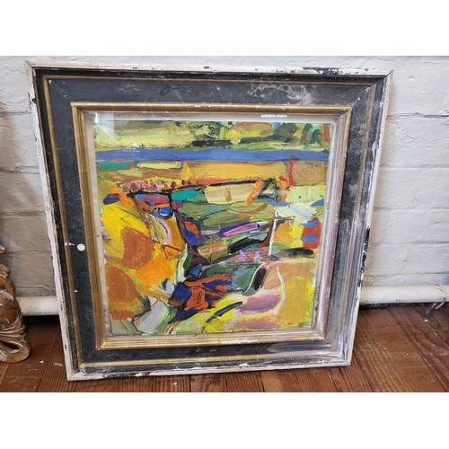 73 - A Duncan Shanks original abstract, framed and glazed 70cm x 70cm. Born 1937- Scottish